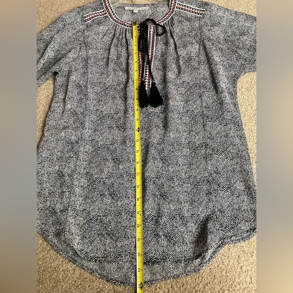 Daniel Rainn Blouse Black Multicolor Tie Small Office Casual - Picture 3 of 4